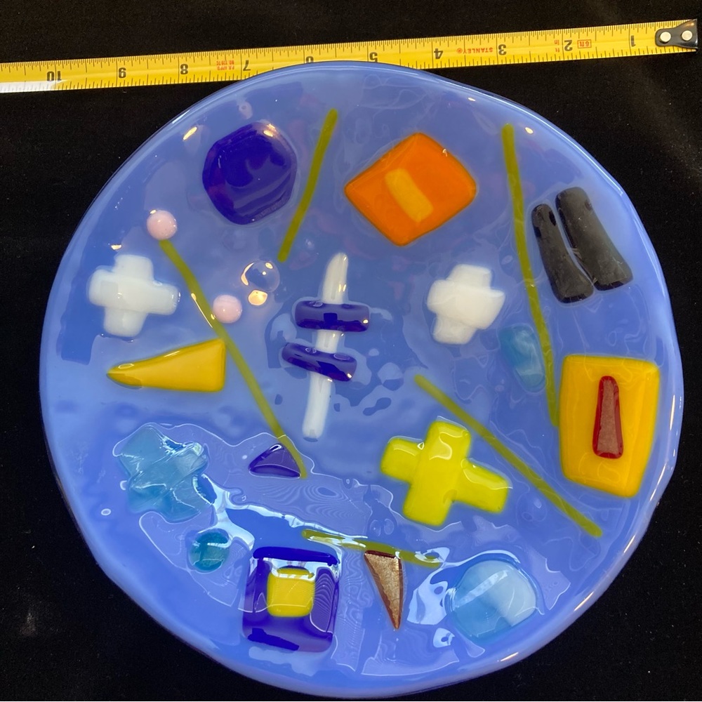 Hope “Handmade Periwinkle Blue Art Glass Bowl 8.5”x3” Southwest Design Original